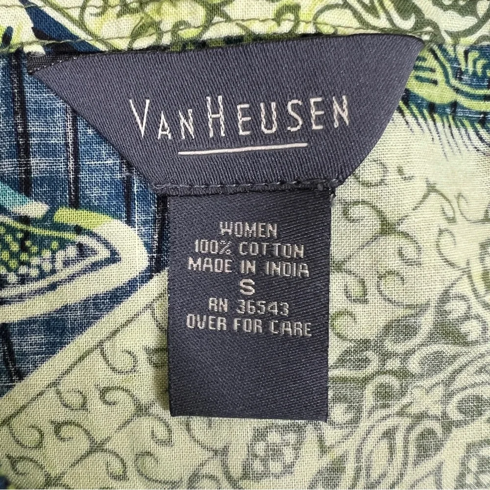 Van Heusen Size Small Lime/Turquoise/Navy Blue & Black Floral Unlined Zipper